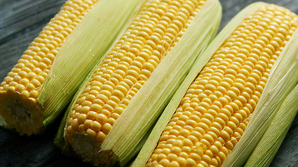 Image showing Fresh maize in leaves 