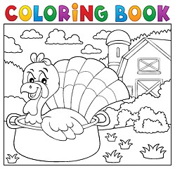 Image showing Coloring book turkey bird in pan theme 2