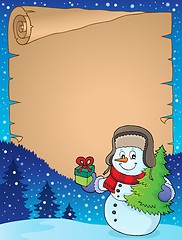 Image showing Christmas snowman subject parchment 1