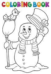 Image showing Coloring book snowman topic 4