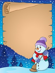 Image showing Winter snowman subject parchment 4