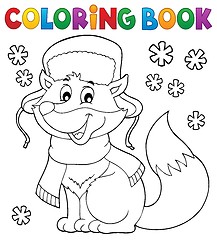 Image showing Coloring book winter fox theme 1