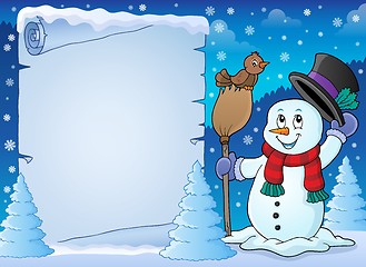 Image showing Winter snowman subject parchment 2