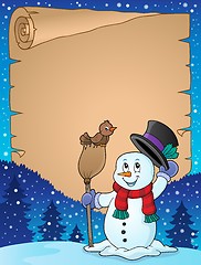 Image showing Winter snowman subject parchment 3