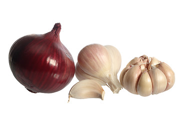 Image showing Red onion and garlic