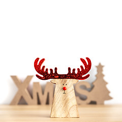 Image showing Christmas decoration with xmas text and a reindeer