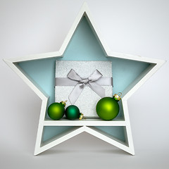 Image showing Christmas decoration white star with glass balls inside