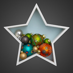 Image showing Christmas decoration white star with some glass balls inside