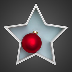 Image showing Christmas decoration white star with red glass ball inside