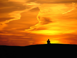 Image showing Man on sunset background