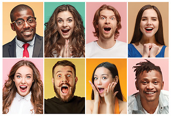 Image showing The collage of surprised people