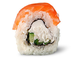 Image showing Single piece of sushi roll of Philadelphia