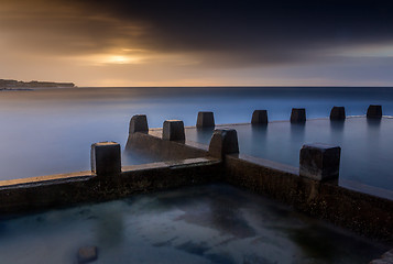 Image showing Coogee Beach and Pool long exposure