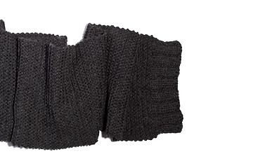 Image showing Knitted wool dark grey scarf