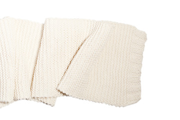 Image showing Knitted wool white scarf isolated.