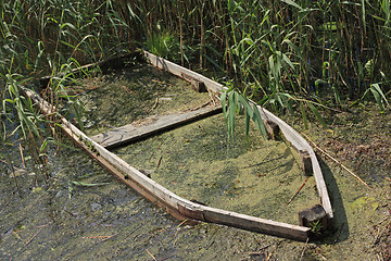 Image showing Old half-sunken boat