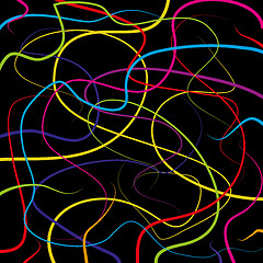 Image showing Abstract background with bright strips and rainbow curls