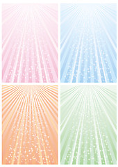 Image showing Set of abstract colorful backgrounds with strips and stars, part 11