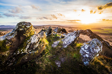 Image showing Backlighted Roc\'h Trevezel by the sunset