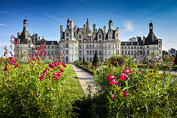 Image showing Chateau de Chambord, panoramic view from the garden