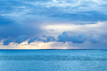 Image showing Blue sunset over the ocean