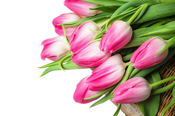 Image showing Beautiful bouquet from pink tulips 