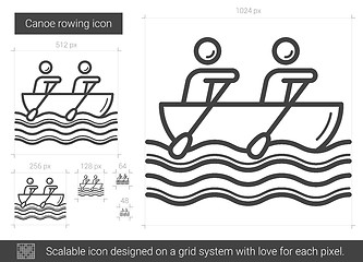 Image showing Canoe rowing line icon.