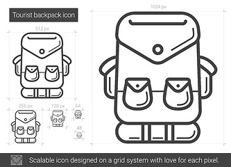 Image showing Tourist backpack line icon.