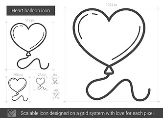 Image showing Heart balloon line icon.