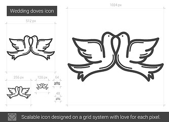 Image showing Wedding doves line icon.