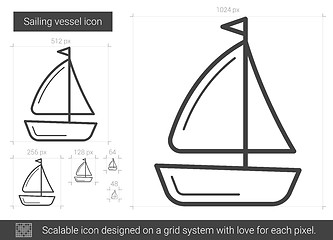 Image showing Sailing vessel line icon.