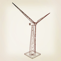 Image showing Wind generator turbines icon. 3d illustration. Vintage style