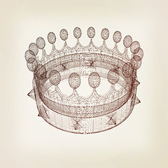 Image showing Crown. 3D illustration. Vintage style