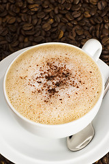 Image showing A cup of cappuccino coffee