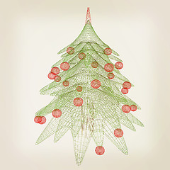 Image showing Christmas tree concept. 3d illustration. Vintage style