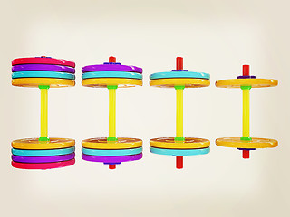 Image showing dumbbells. 3d illustration. Vintage style