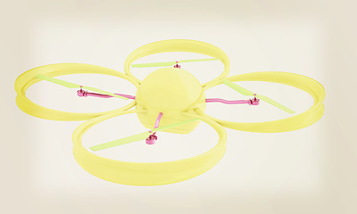 Image showing Quadcopter Dron. 3d render. Vintage style