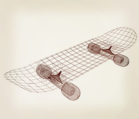 Image showing Skateboard. 3d illustration. Vintage style