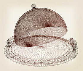 Image showing Restaurant cloche concept. 3d illustration. Vintage style