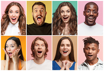 Image showing The collage of surprised people