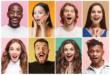 Image showing The collage of surprised people