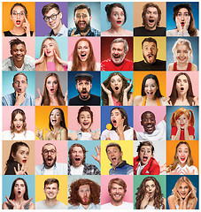 Image showing The collage of surprised people