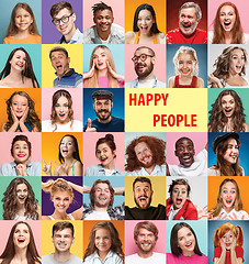 Image showing The collage of surprised people