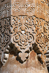 Image showing Carved wooden column, Uzbekistan