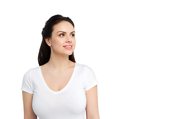 Image showing happy woman in white t-shirt