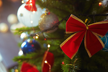 Image showing Decorated Christmas tree with light string