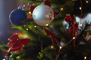 Image showing Decorated Christmas tree with light string