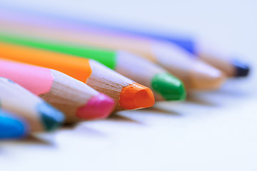 Image showing Colorful pencils in a row. Close-up