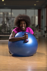 Image showing woman  relaxing after pilates workout