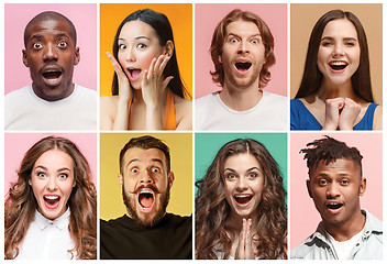 Image showing The collage of surprised people